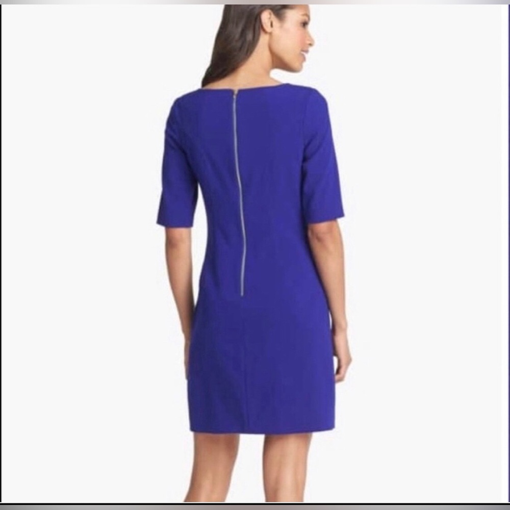 NWOT Tahari ASL Royal Blue Purple Crew Neck Daisy Dress Size 12 - Picture 2 of 9